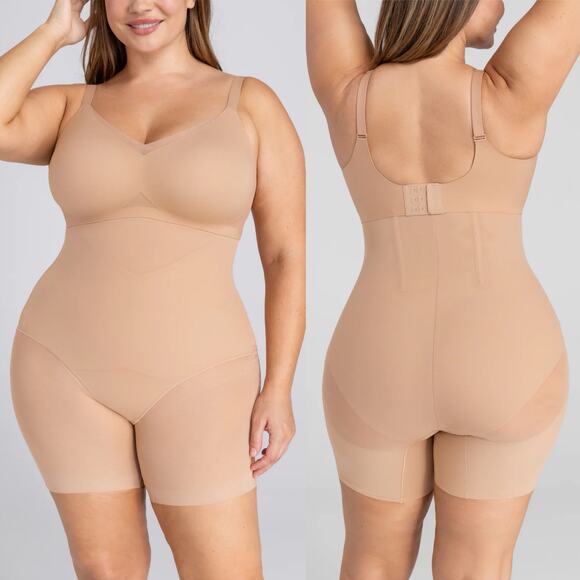 Honeylove Womens SuperPower Compress High Support Shapewear Short Sand Size XL - Picture 1 of 6